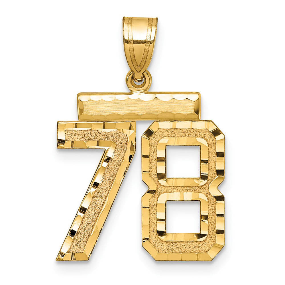 14K Yellow Gold, Varsity Collection, Medium D/C Pendant Number 78, Item P26836-78 by The Black Bow Jewelry Co.