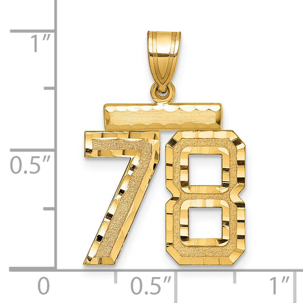 Alternate view of the 14K Yellow Gold, Varsity Collection, Medium D/C Pendant Number 78 by The Black Bow Jewelry Co.