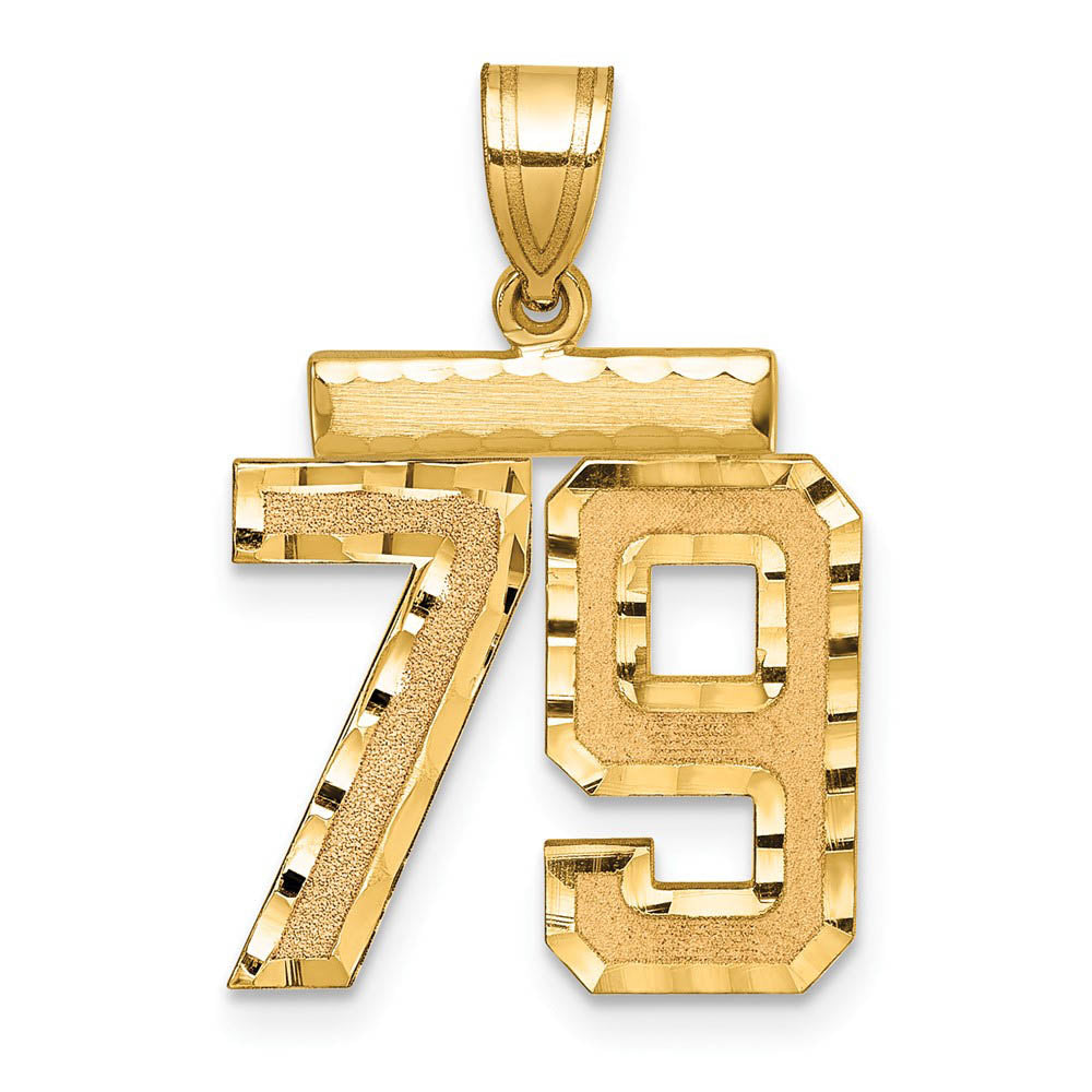 14K Yellow Gold, Varsity Collection, Medium D/C Pendant Number 79, Item P26836-79 by The Black Bow Jewelry Co.