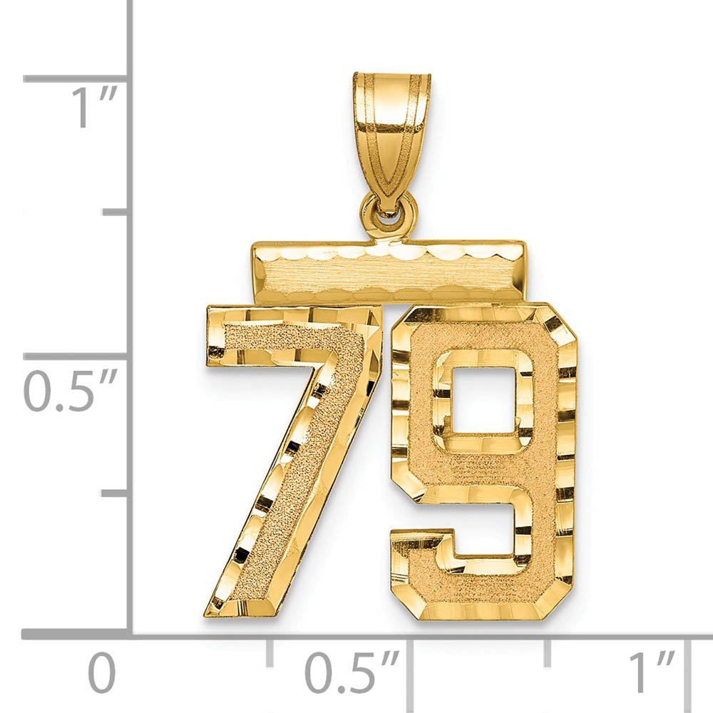 Alternate view of the 14K Yellow Gold, Varsity Collection, Medium D/C Pendant Number 79 by The Black Bow Jewelry Co.