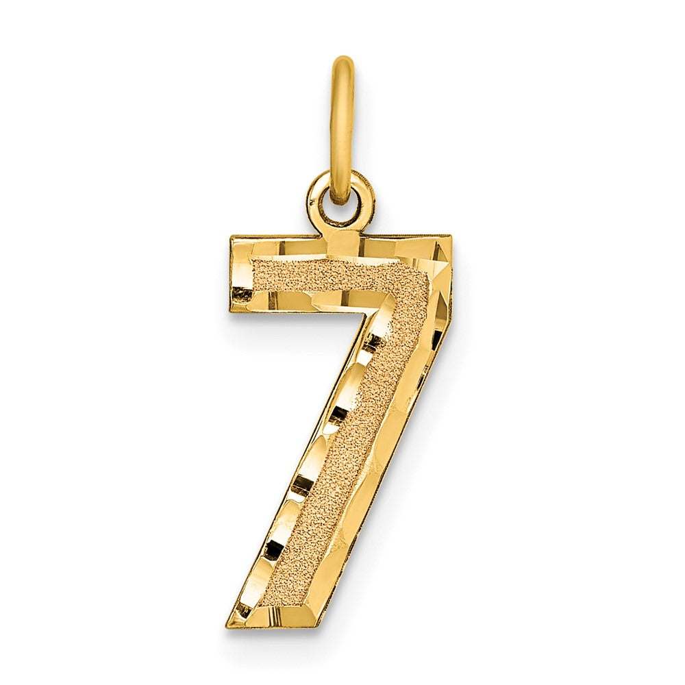 14K Yellow Gold, Varsity Collection, Medium D/C Pendant Number 7, Item P26836-7 by The Black Bow Jewelry Co.