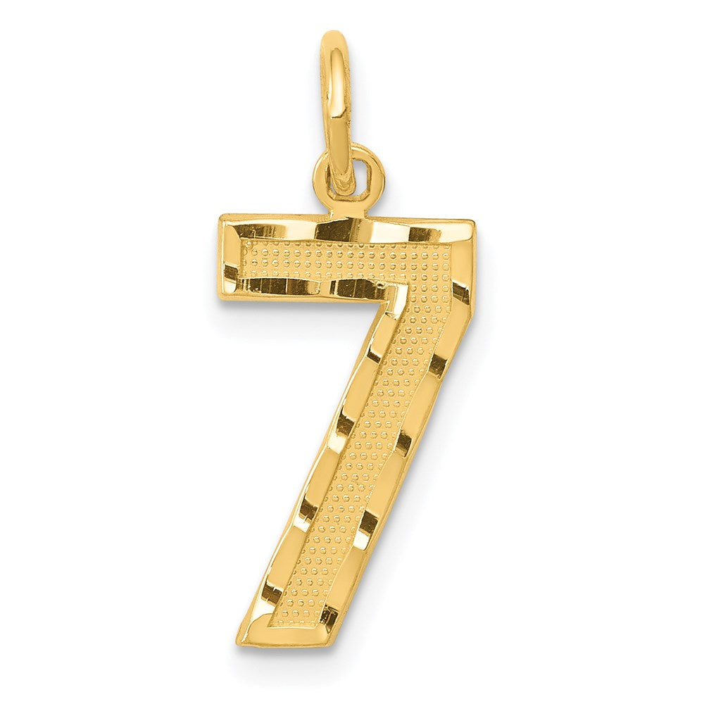 14K Yellow Gold, Varsity Collection, Medium D/C Pendant Number 7, Item P26836-7 by The Black Bow Jewelry Co.
