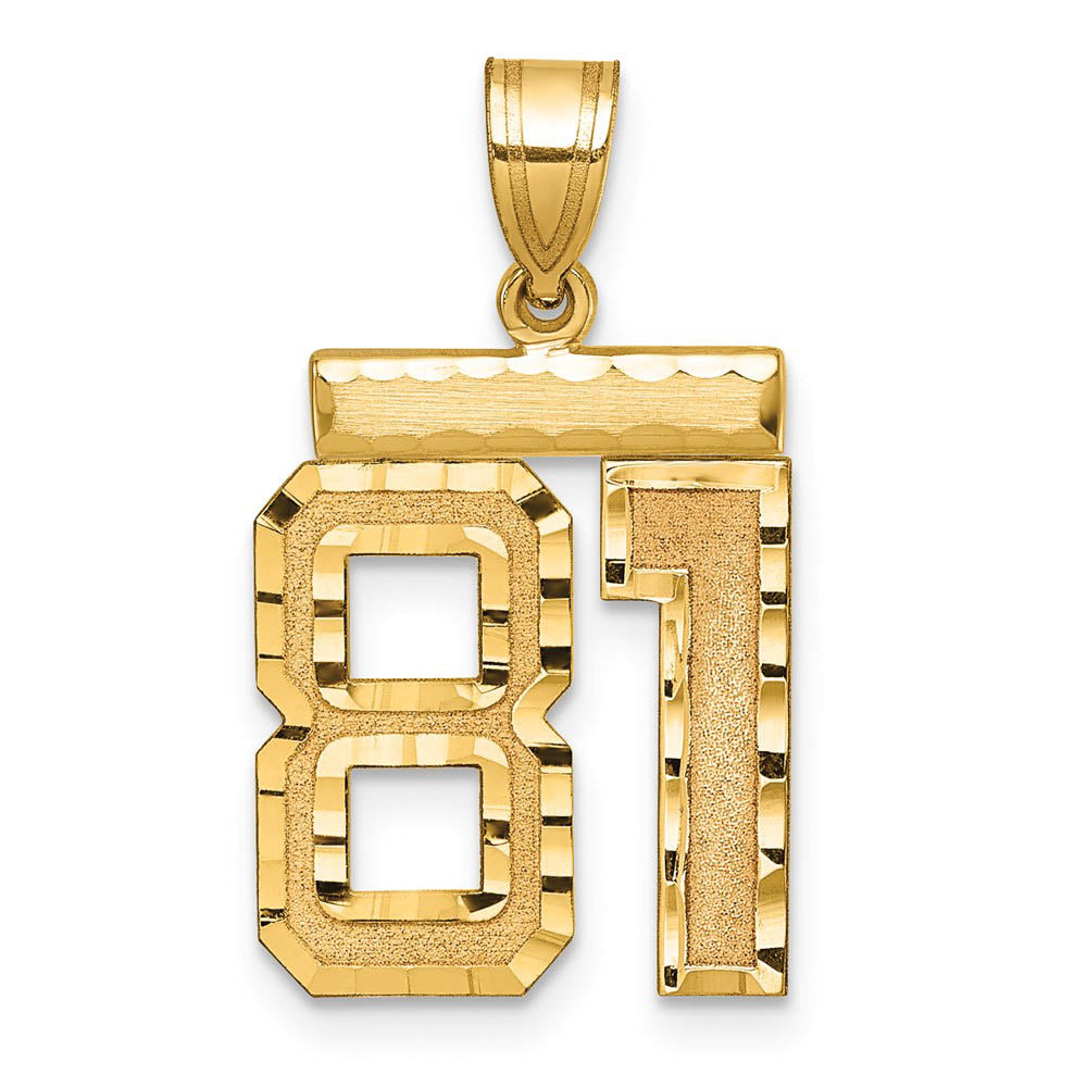 14K Yellow Gold, Varsity Collection, Medium D/C Pendant Number 81, Item P26836-81 by The Black Bow Jewelry Co.