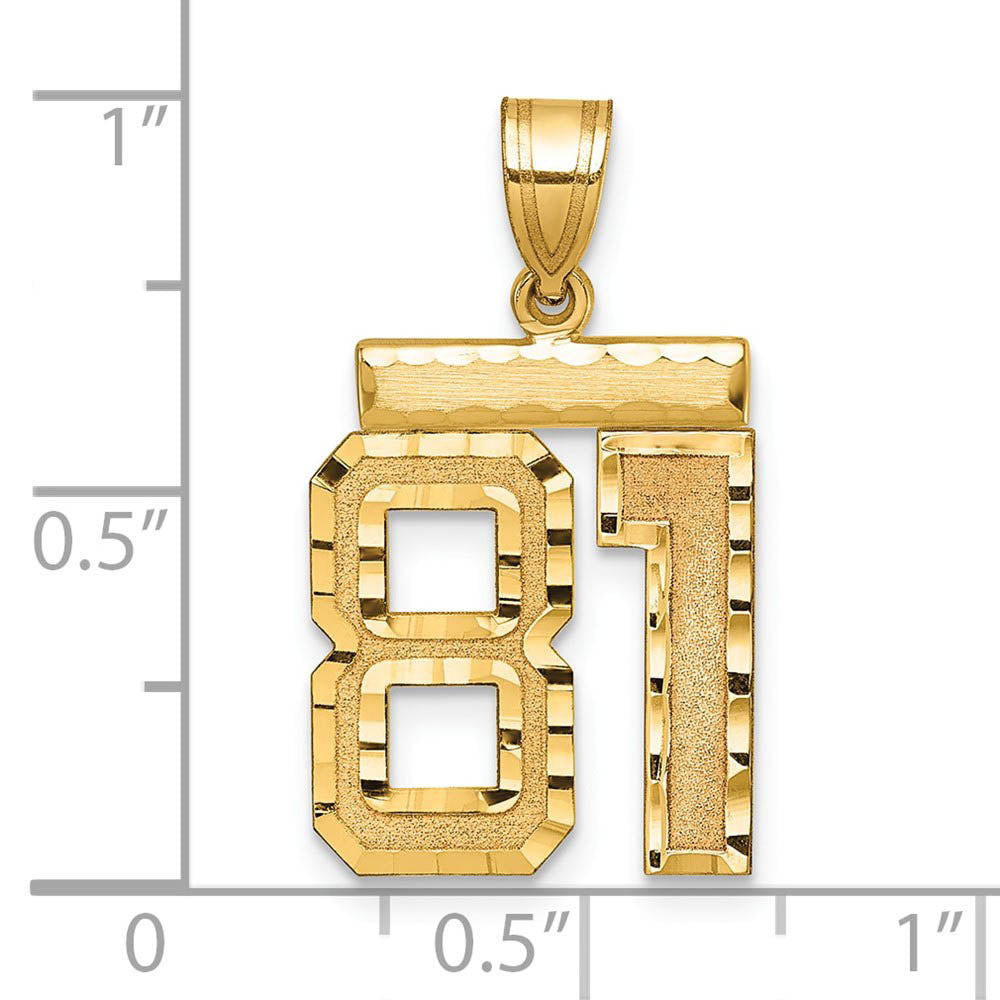 Alternate view of the 14K Yellow Gold, Varsity Collection, Medium D/C Pendant Number 81 by The Black Bow Jewelry Co.