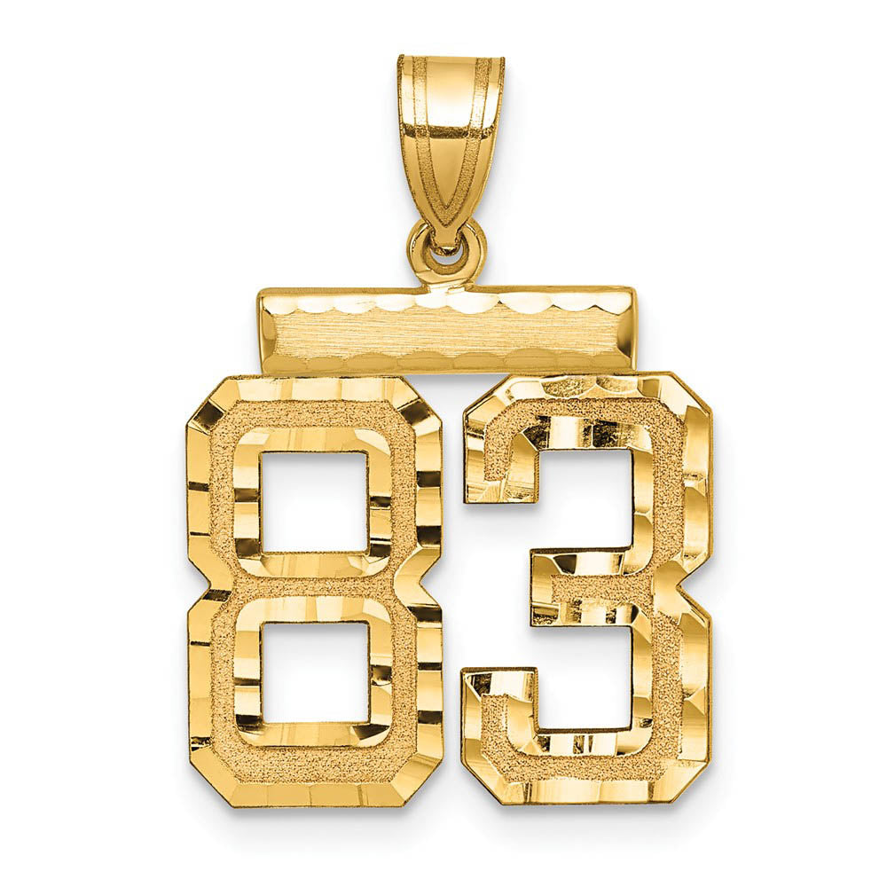 14K Yellow Gold, Varsity Collection, Medium D/C Pendant Number 83, Item P26836-83 by The Black Bow Jewelry Co.