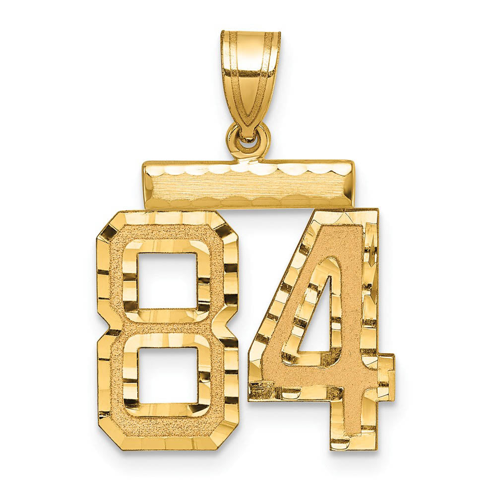 14K Yellow Gold, Varsity Collection, Medium D/C Pendant Number 84, Item P26836-84 by The Black Bow Jewelry Co.