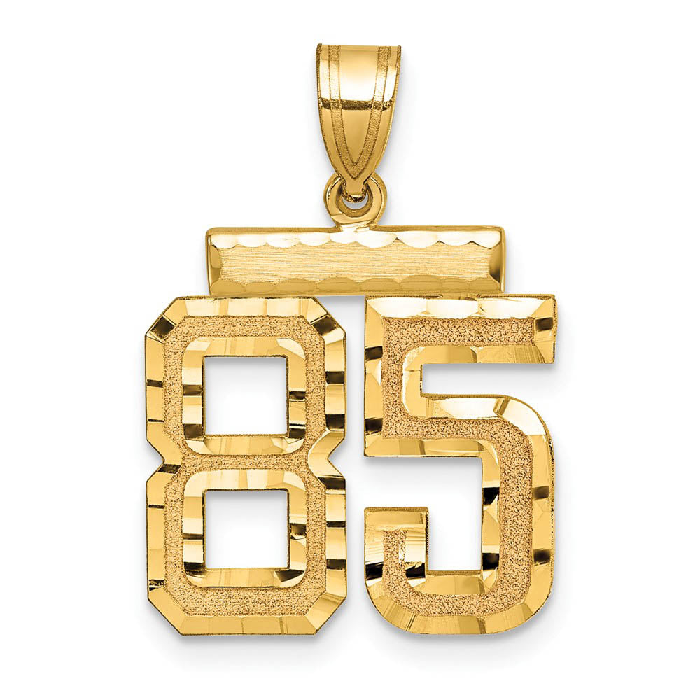14K Yellow Gold, Varsity Collection, Medium D/C Pendant Number 85, Item P26836-85 by The Black Bow Jewelry Co.
