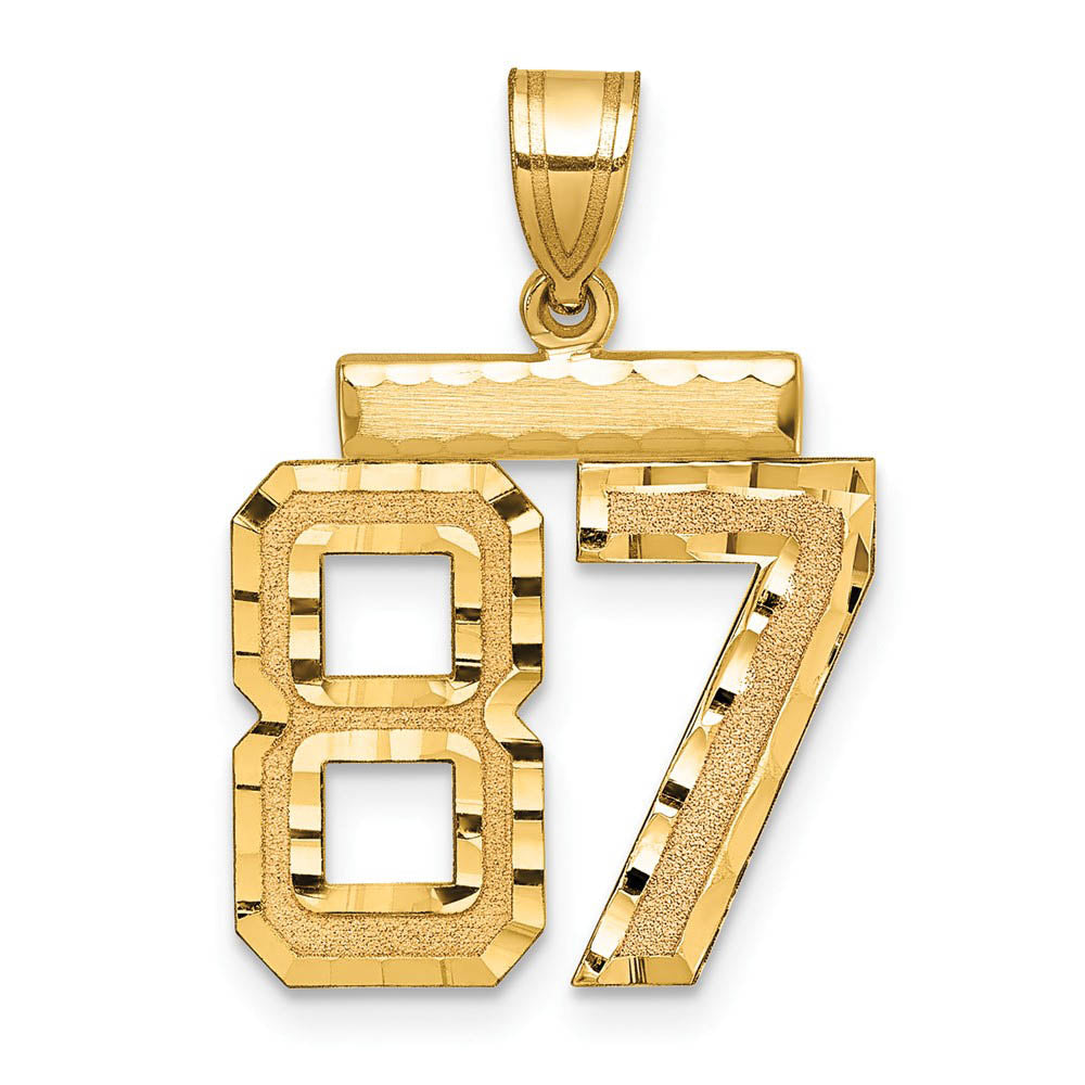 14K Yellow Gold, Varsity Collection, Medium D/C Pendant Number 87, Item P26836-87 by The Black Bow Jewelry Co.