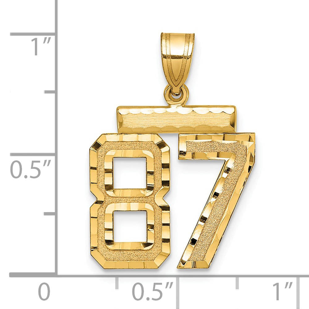 Alternate view of the 14K Yellow Gold, Varsity Collection, Medium D/C Pendant Number 87 by The Black Bow Jewelry Co.