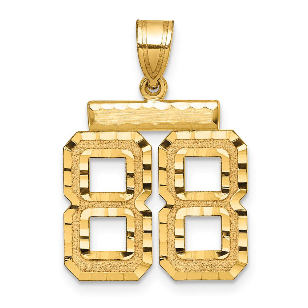 14K Yellow Gold, Varsity Collection, Medium D/C Pendant Number 88, Item P26836-88 by The Black Bow Jewelry Co.