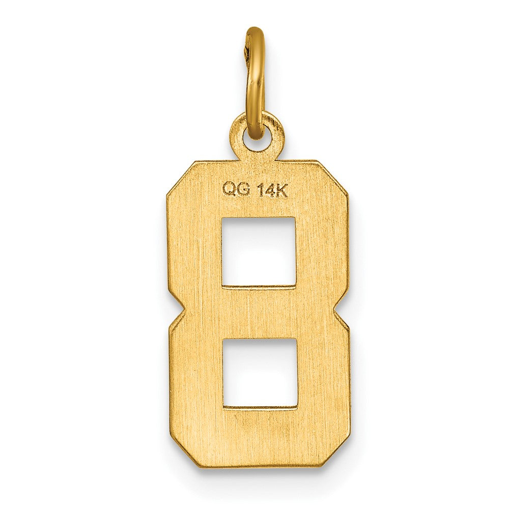 Alternate view of the 14K Yellow Gold, Varsity Collection, Medium D/C Pendant Number 8 by The Black Bow Jewelry Co.