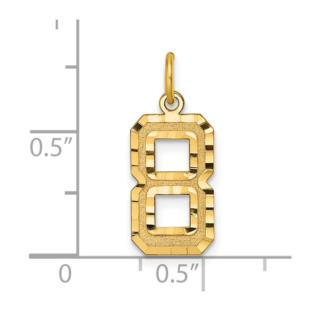 Alternate view of the 14K Yellow Gold, Varsity Collection, Medium D/C Pendant Number 8 by The Black Bow Jewelry Co.