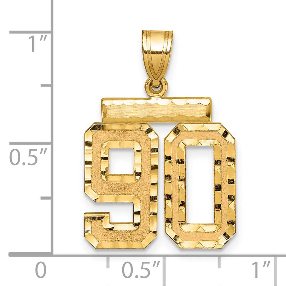 Alternate view of the 14K Yellow Gold, Varsity Collection, Medium D/C Pendant Number 90 by The Black Bow Jewelry Co.