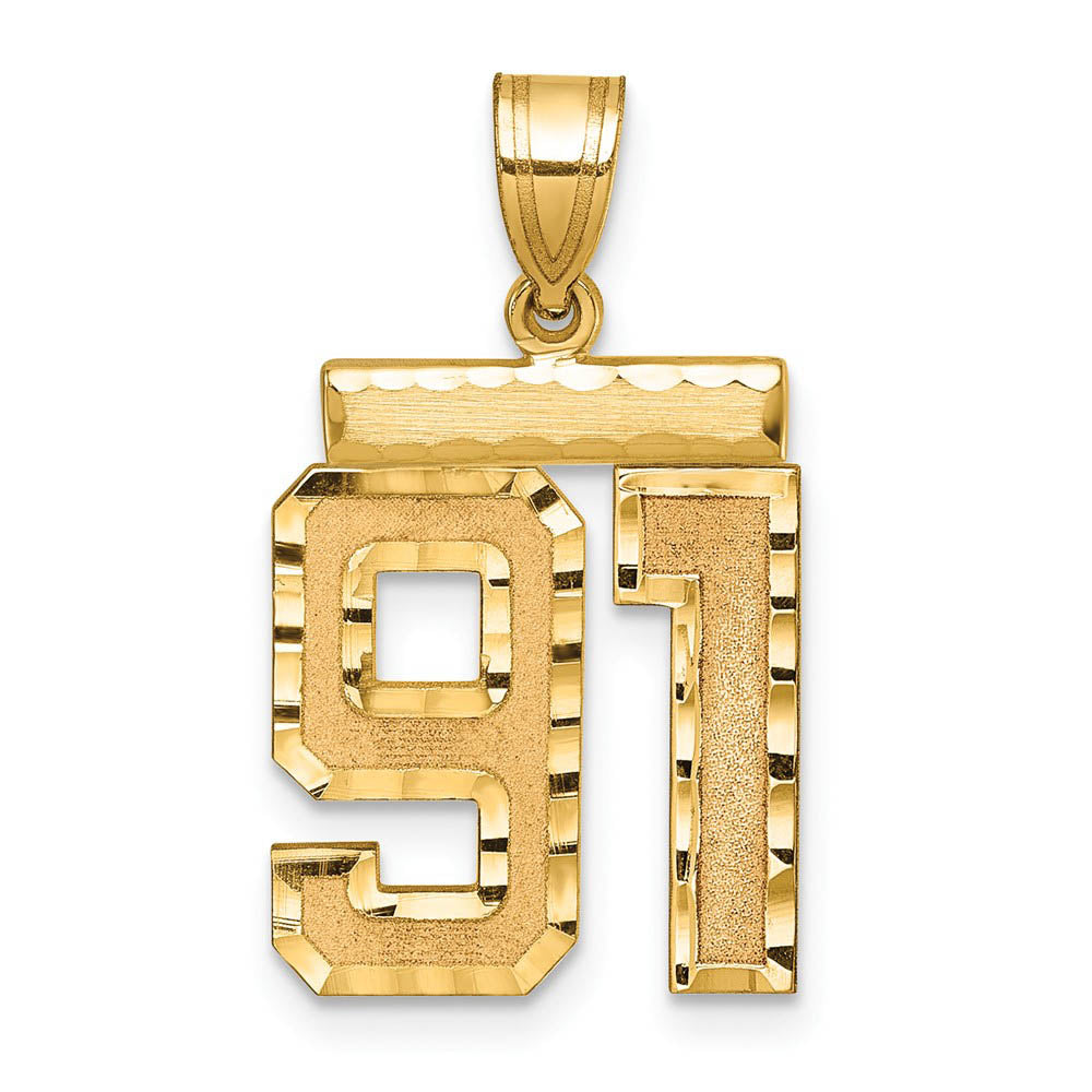 14K Yellow Gold, Varsity Collection, Medium D/C Pendant Number 91, Item P26836-91 by The Black Bow Jewelry Co.