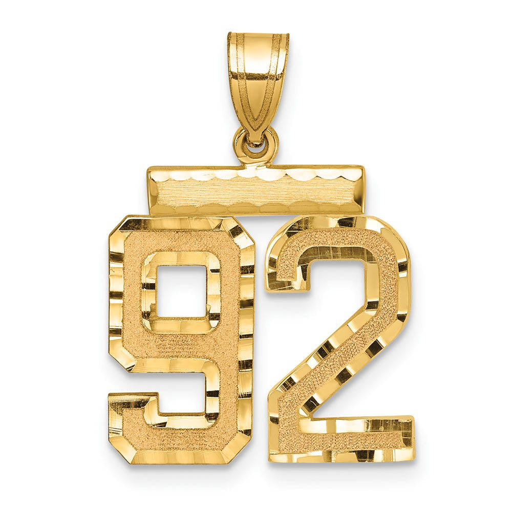 14K Yellow Gold, Varsity Collection, Medium D/C Pendant Number 92, Item P26836-92 by The Black Bow Jewelry Co.