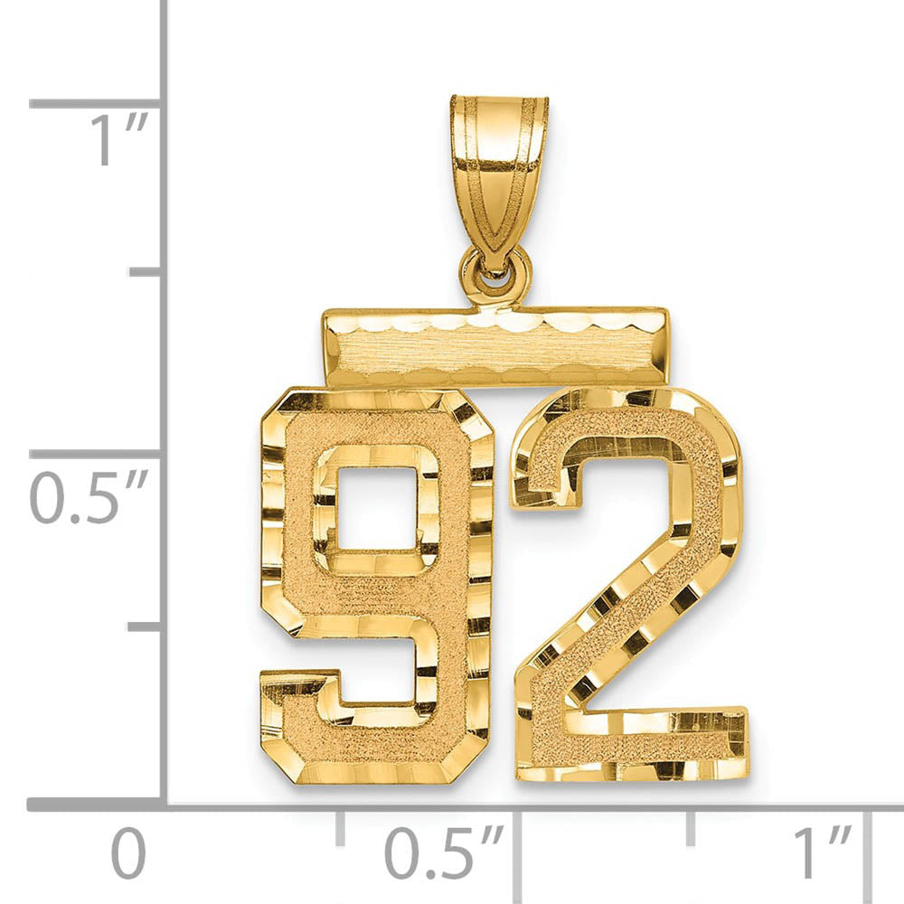 Alternate view of the 14K Yellow Gold, Varsity Collection, Medium D/C Pendant Number 92 by The Black Bow Jewelry Co.