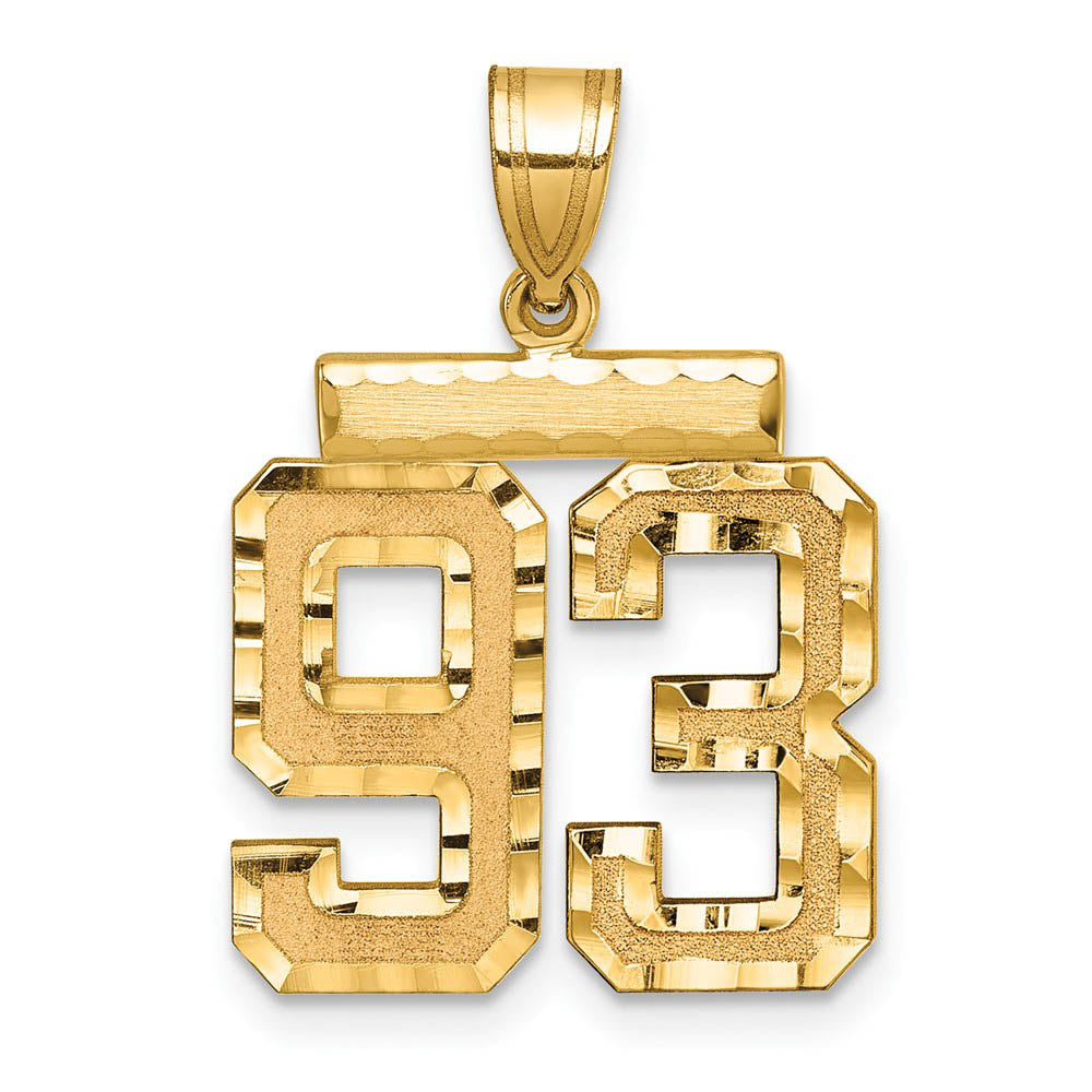 14K Yellow Gold, Varsity Collection, Medium D/C Pendant Number 93, Item P26836-93 by The Black Bow Jewelry Co.