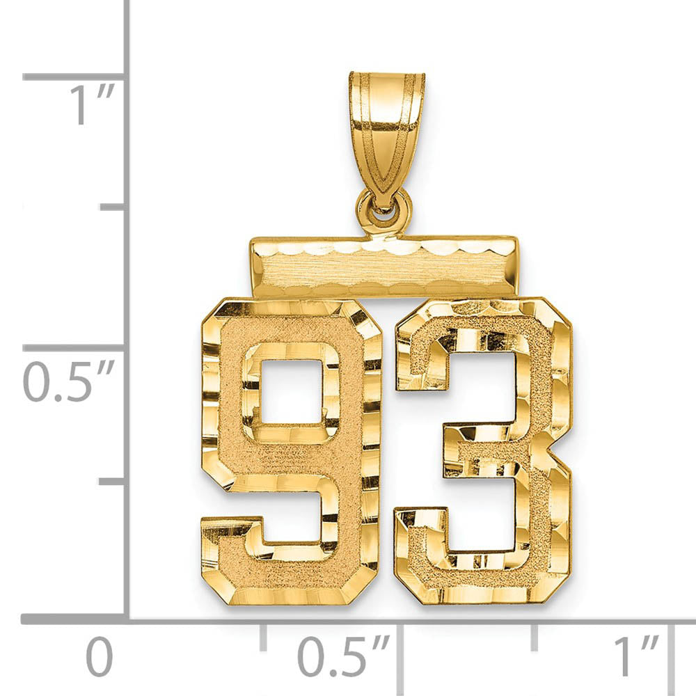 Alternate view of the 14K Yellow Gold, Varsity Collection, Medium D/C Pendant Number 93 by The Black Bow Jewelry Co.