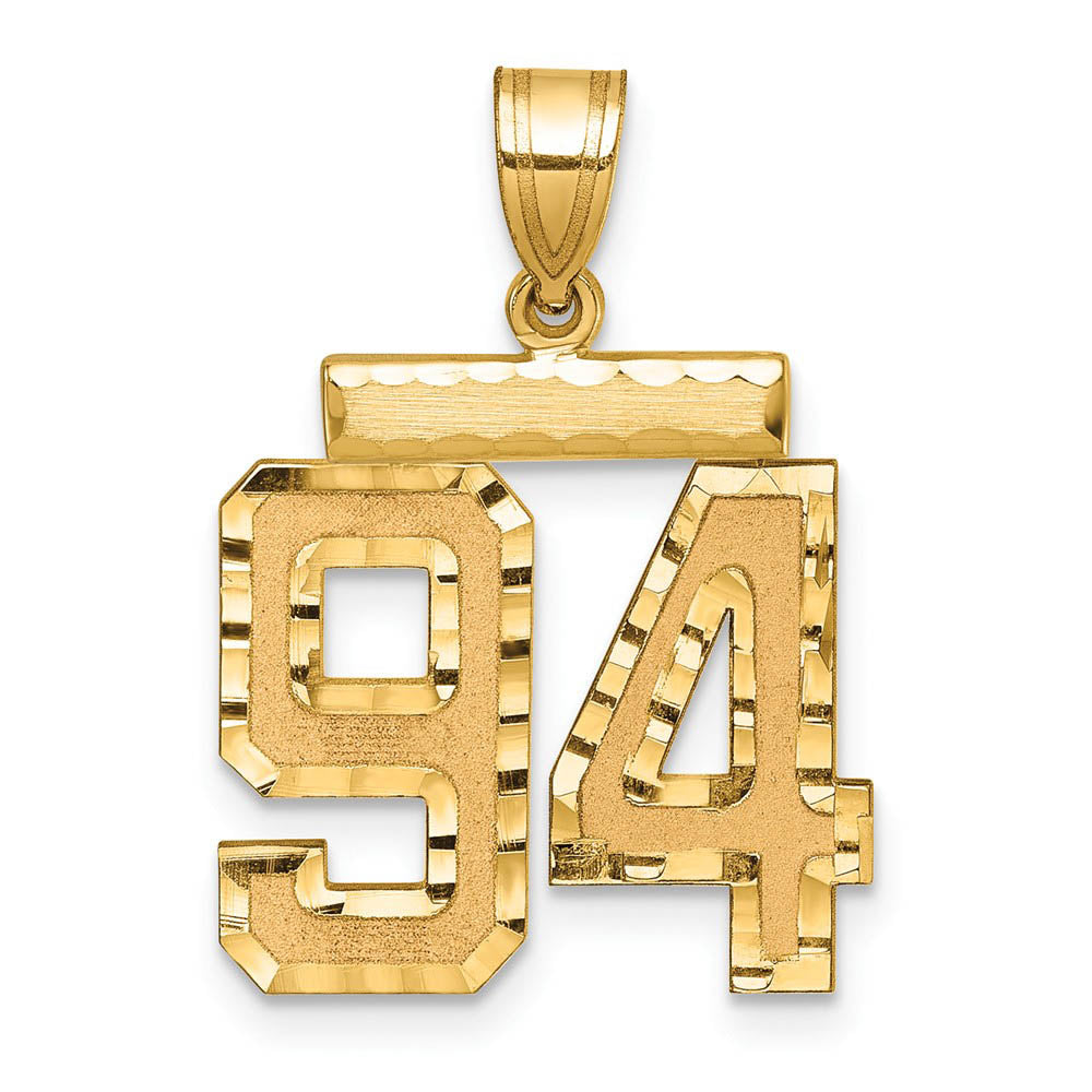 14K Yellow Gold, Varsity Collection, Medium D/C Pendant Number 94, Item P26836-94 by The Black Bow Jewelry Co.