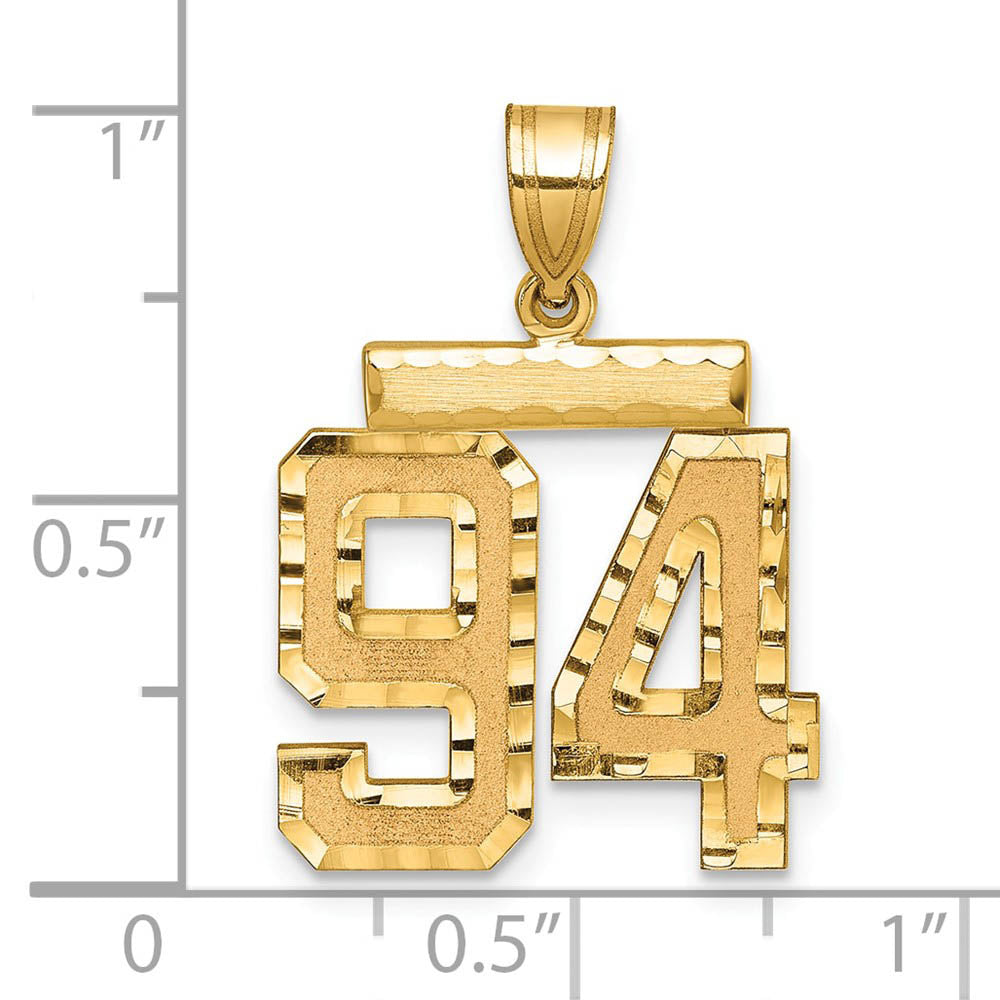 Alternate view of the 14K Yellow Gold, Varsity Collection, Medium D/C Pendant Number 94 by The Black Bow Jewelry Co.
