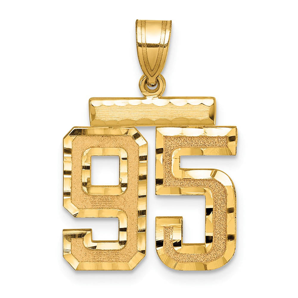 14K Yellow Gold, Varsity Collection, Medium D/C Pendant Number 95, Item P26836-95 by The Black Bow Jewelry Co.