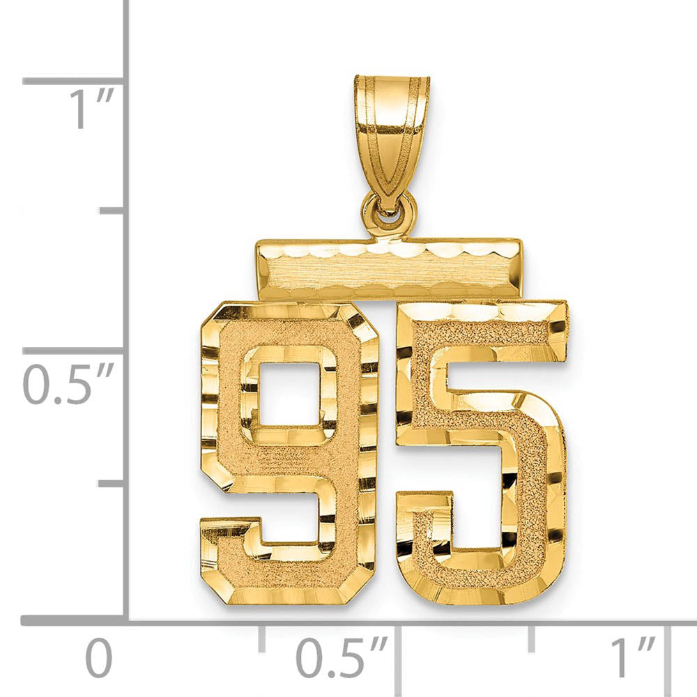Alternate view of the 14K Yellow Gold, Varsity Collection, Medium D/C Pendant Number 95 by The Black Bow Jewelry Co.