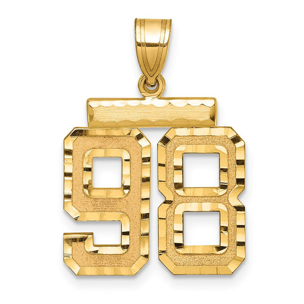 14K Yellow Gold, Varsity Collection, Medium D/C Pendant Number 98, Item P26836-98 by The Black Bow Jewelry Co.