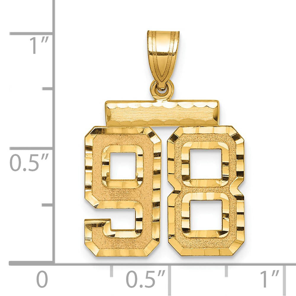 Alternate view of the 14K Yellow Gold, Varsity Collection, Medium D/C Pendant Number 98 by The Black Bow Jewelry Co.