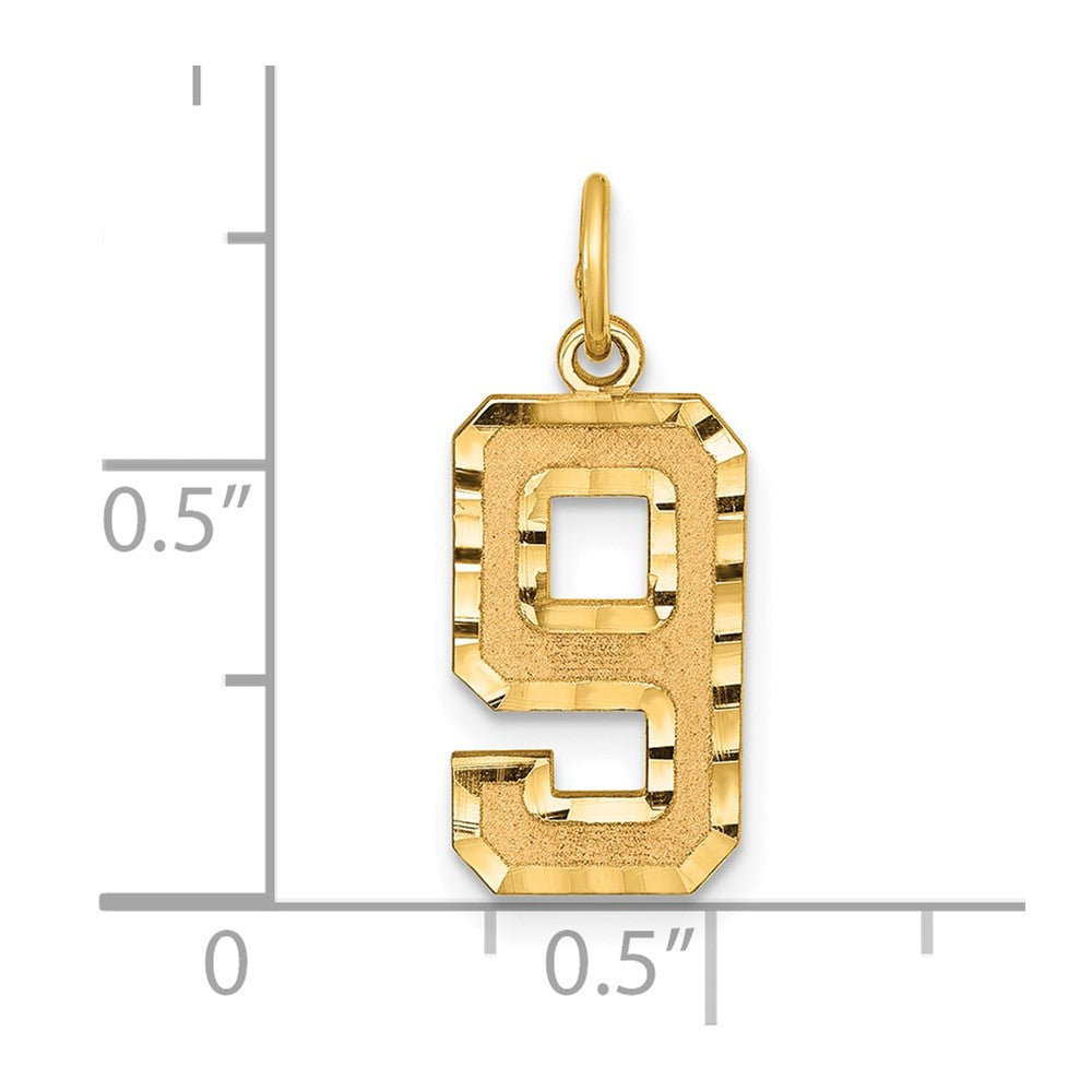 Alternate view of the 14K Yellow Gold, Varsity Collection, Medium D/C Pendant Number 9 by The Black Bow Jewelry Co.