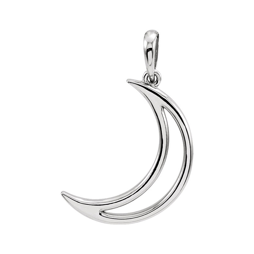 Continuum Sterling Silver Polished Crescent Moon Pendant, 12 x 25mm, Item P26839 by The Black Bow Jewelry Co.