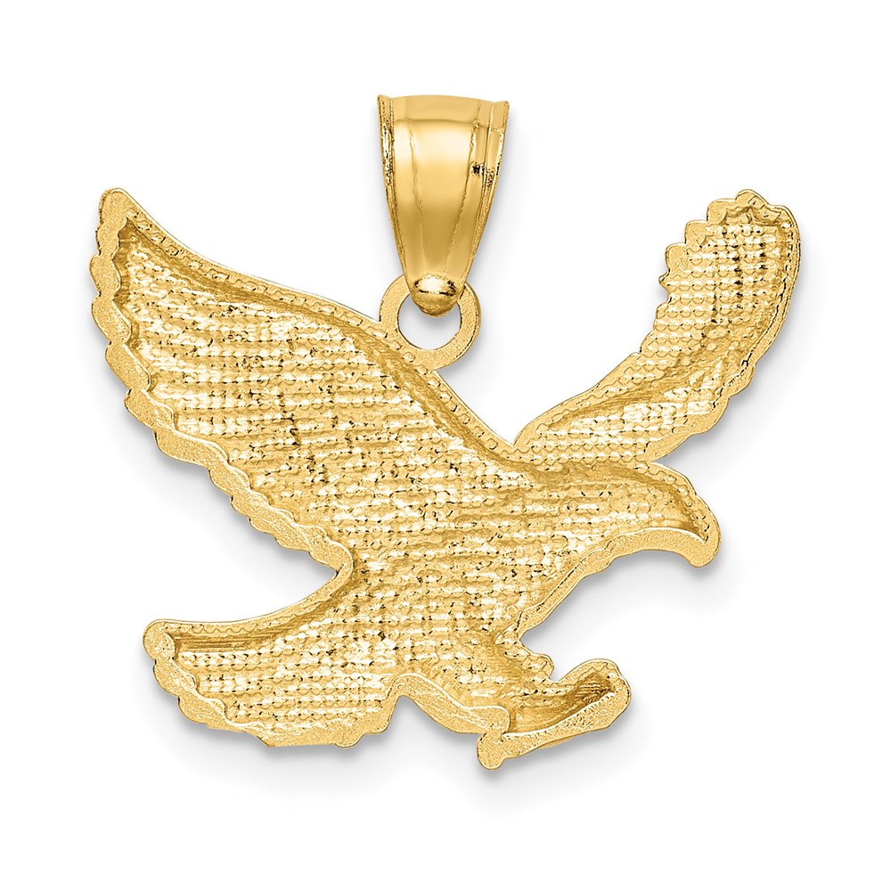 Alternate view of the 14k Yellow Gold Diamond Cut Eagle Pendant, 20mm (3/4 inch) by The Black Bow Jewelry Co.