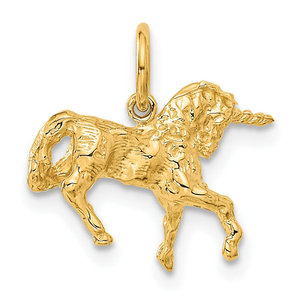 Alternate view of the 14k Yellow Gold 3D Unicorn Charm or Pendant, 16 x 13mm by The Black Bow Jewelry Co.