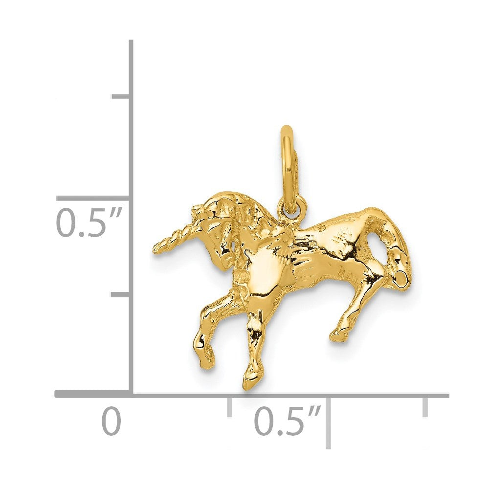 Alternate view of the 14k Yellow Gold 3D Unicorn Charm or Pendant, 16 x 13mm by The Black Bow Jewelry Co.