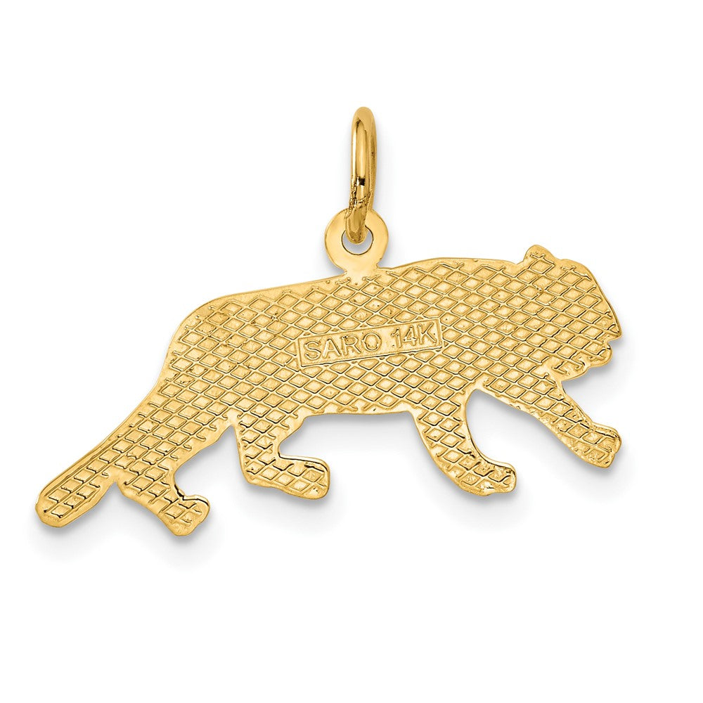 Alternate view of the 14k Yellow Gold Flat Textured Tiger Charm or Pendant, 25mm (1 Inch) by The Black Bow Jewelry Co.