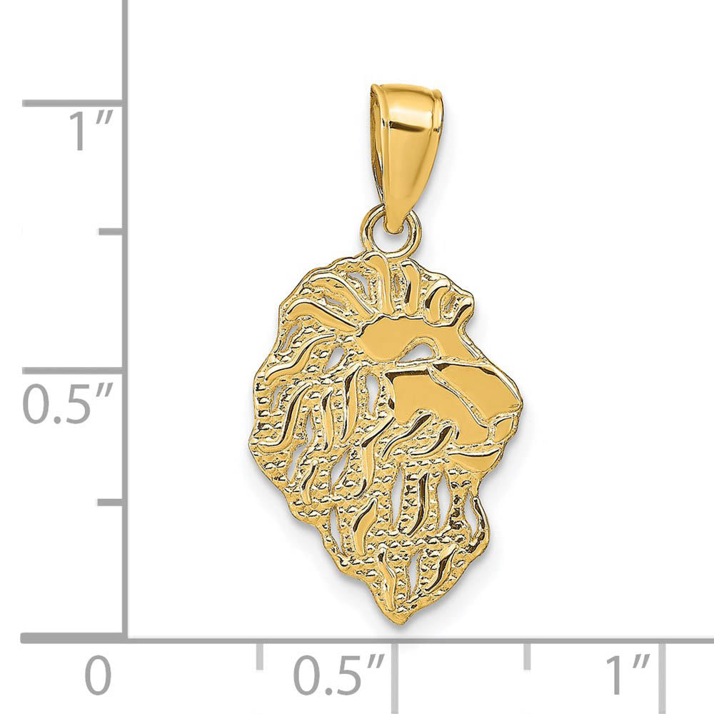 Alternate view of the 14k Yellow Gold Flat Lion Head Pendant, 13 x 25mm (1/2 x 1 Inch) by The Black Bow Jewelry Co.