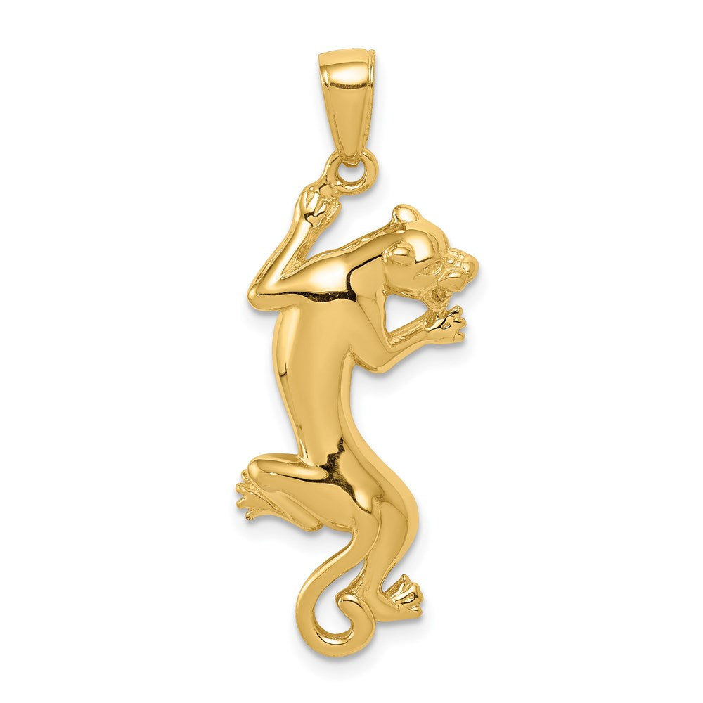 14k Yellow Gold Solid Polished Panther Pendant, 15 x 35mm, Item P26850 by The Black Bow Jewelry Co.
