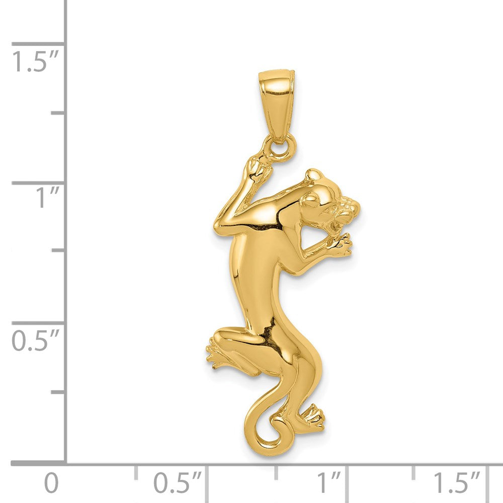 Alternate view of the 14k Yellow Gold Solid Polished Panther Pendant, 15 x 35mm by The Black Bow Jewelry Co.