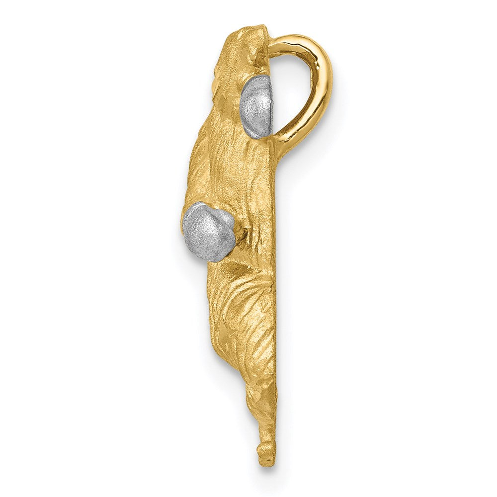Alternate view of the 14k Yellow Gold and White Rhodium Boxing Bear Slide Pendant, 18mm by The Black Bow Jewelry Co.