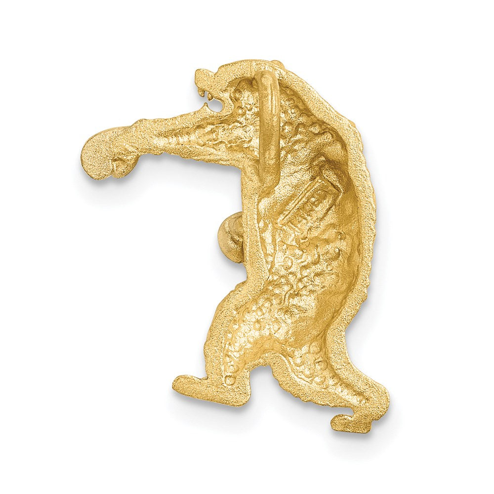 Alternate view of the 14k Yellow Gold and White Rhodium Boxing Bear Slide Pendant, 18mm by The Black Bow Jewelry Co.