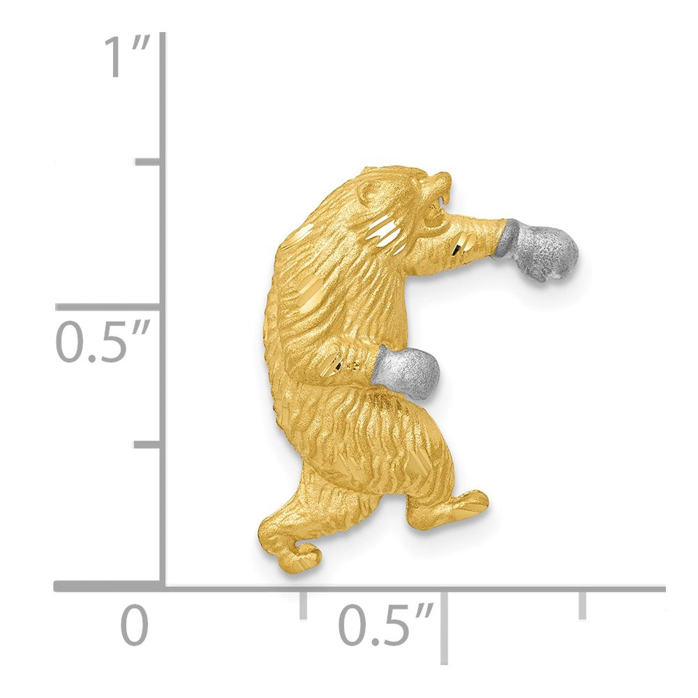 Alternate view of the 14k Yellow Gold and White Rhodium Boxing Bear Slide Pendant, 18mm by The Black Bow Jewelry Co.