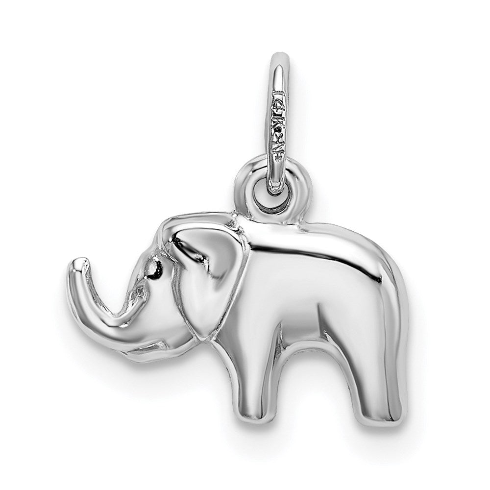 Alternate view of the 14k White Gold Hollow 2D Elephant Charm or Pendant, 13mm (1/2 Inch) by The Black Bow Jewelry Co.