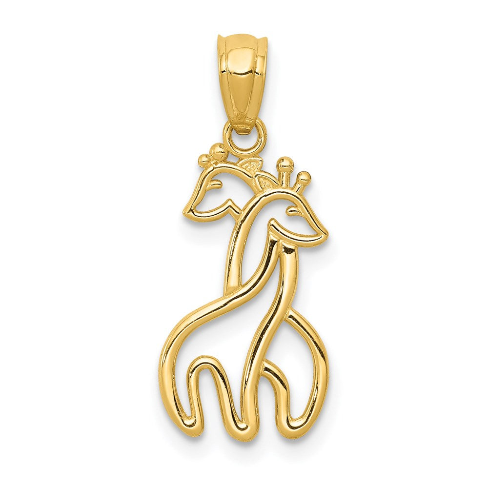 14k Yellow Gold Interlocking Giraffes Silhouette Pendant, 10 x 22mm, Item P26857 by The Black Bow Jewelry Co.