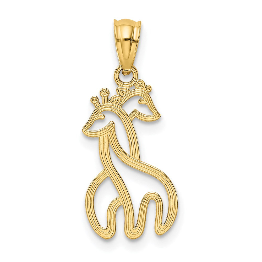Alternate view of the 14k Yellow Gold Interlocking Giraffes Silhouette Pendant, 10 x 22mm by The Black Bow Jewelry Co.