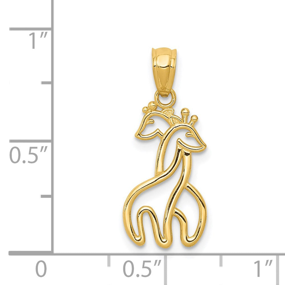 Alternate view of the 14k Yellow Gold Interlocking Giraffes Silhouette Pendant, 10 x 22mm by The Black Bow Jewelry Co.