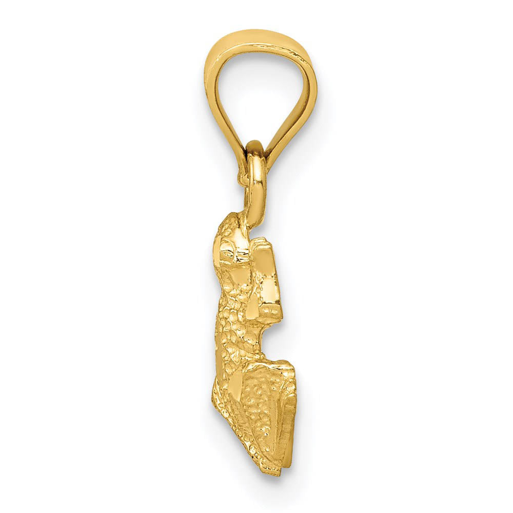 Alternate view of the 14k Yellow Gold Tiny Diamond-Cut Frog Pendant, 7mm (1/4 Inch) by The Black Bow Jewelry Co.