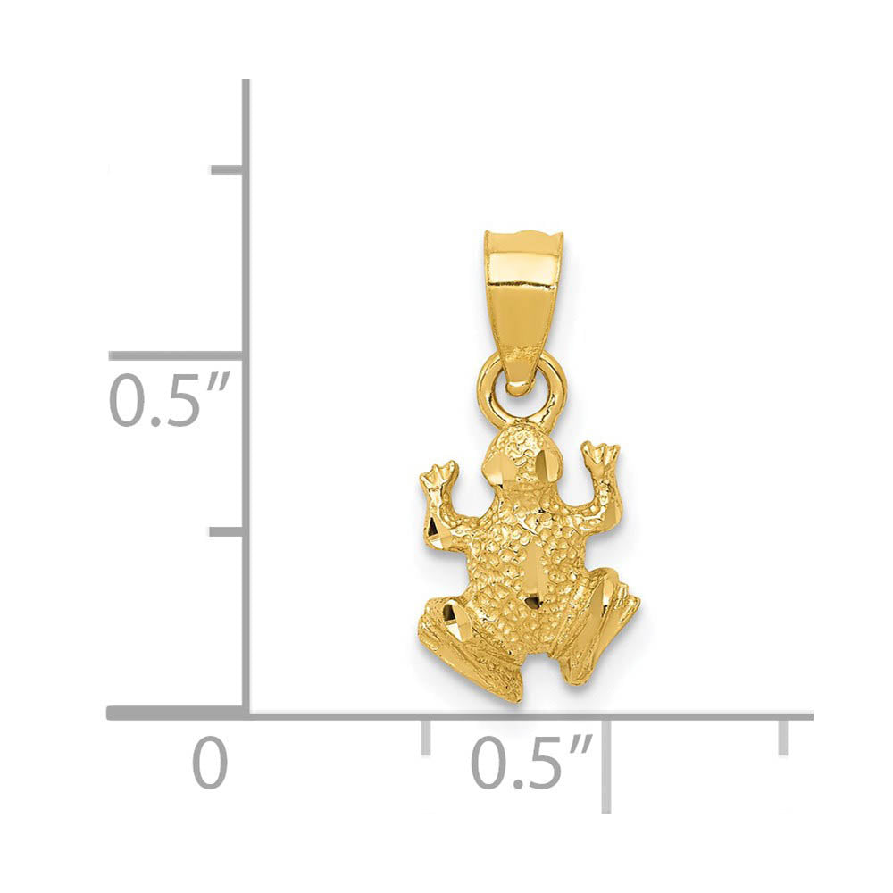 Alternate view of the 14k Yellow Gold Tiny Diamond-Cut Frog Pendant, 7mm (1/4 Inch) by The Black Bow Jewelry Co.