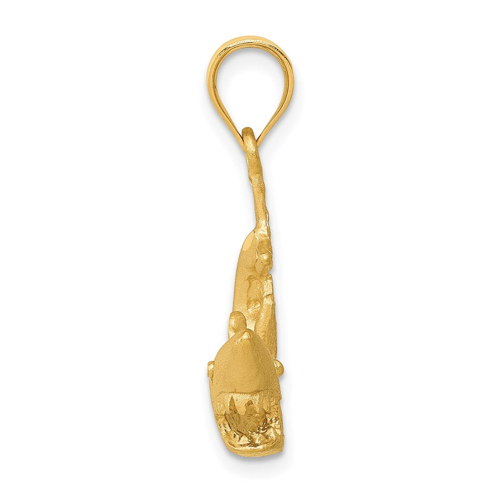 Alternate view of the 14k Yellow Gold Diamond-Cut & Satin 2D Shark Pendant, 20mm (3/4 Inch) by The Black Bow Jewelry Co.