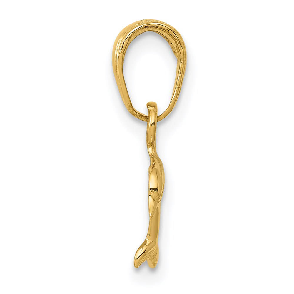 Alternate view of the Kids 14k Yellow Gold Polished Mini Dolphin Pendant, 10 x 16mm (3/8 In) by The Black Bow Jewelry Co.