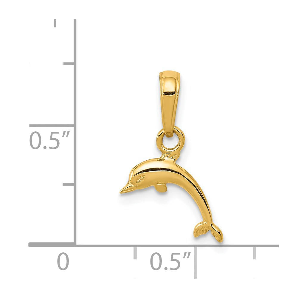 Alternate view of the Kids 14k Yellow Gold Polished Mini Dolphin Pendant, 10 x 16mm (3/8 In) by The Black Bow Jewelry Co.