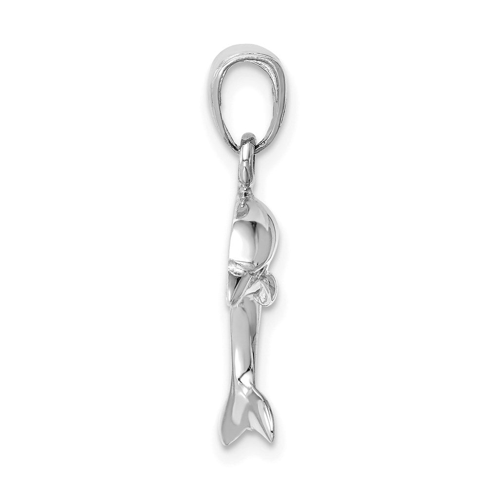 Alternate view of the 14k White Gold Jumping Dolphin Pendant, 16mm (5/8 Inch) by The Black Bow Jewelry Co.